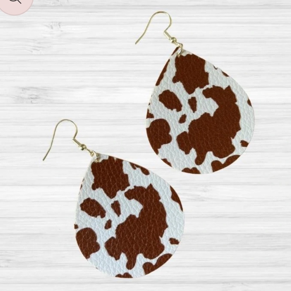Cow Print Earrings- Brown